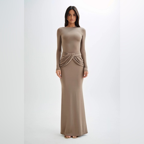 Meshki Halcyon Long Sleeve Slinky Maxi Dress - Coco XXS - Picture 1 of 7